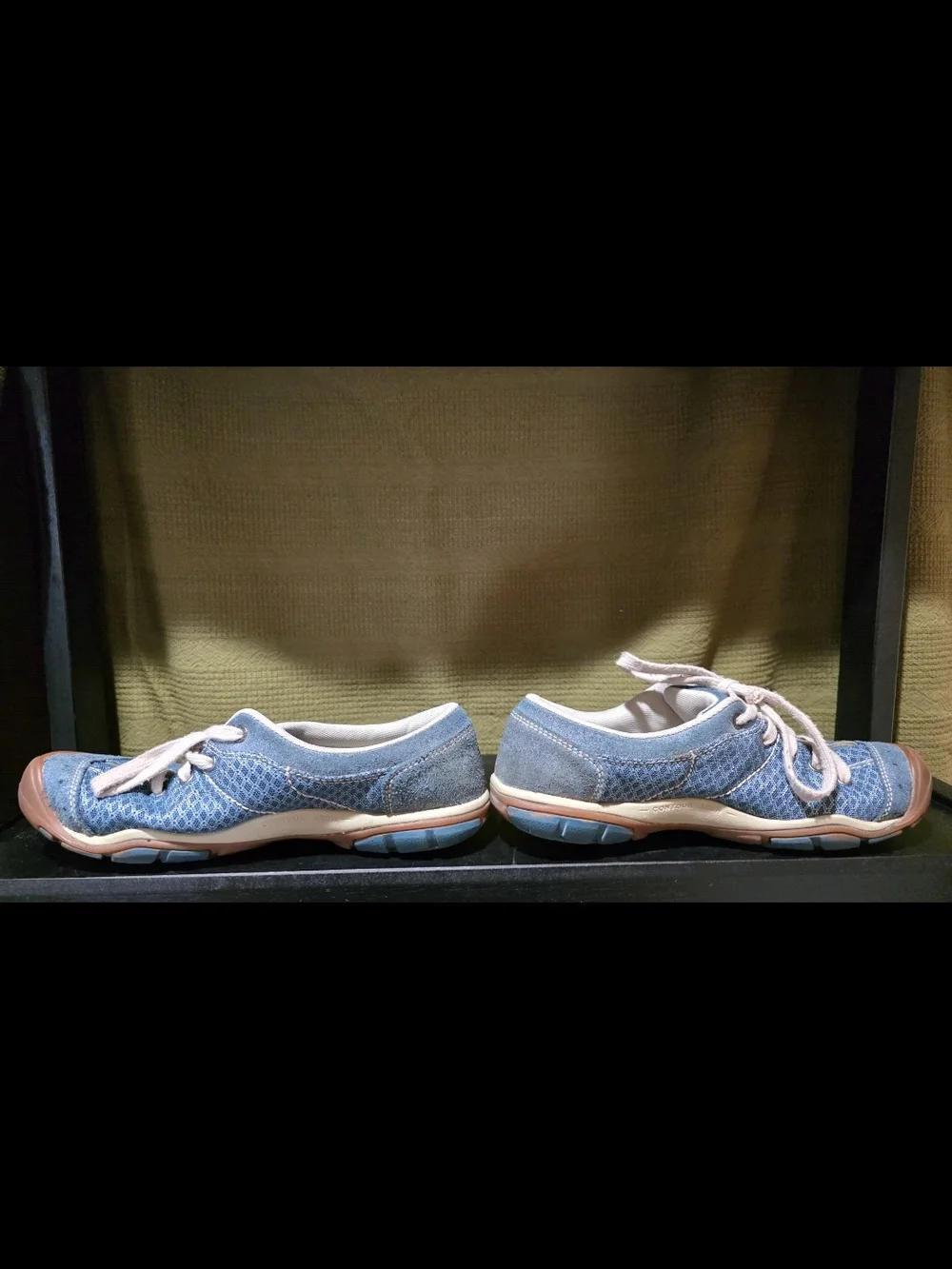 Keen Light Blue Canvas Sandal-Style Sneakers with Brown Soles
